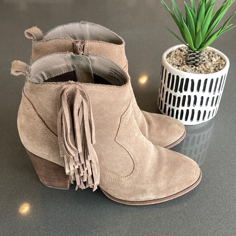 Restricted Suede Fringe Booties